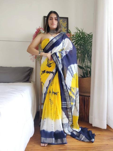 Sc Shibori Linen Printed Saree Collection