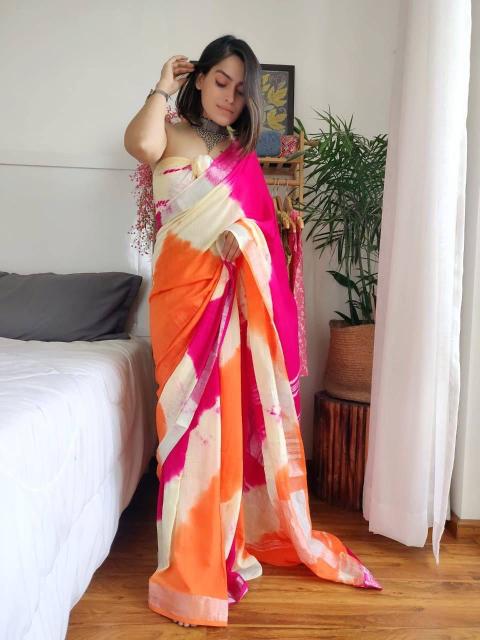 Sc Shibori Linen Printed Saree Collection