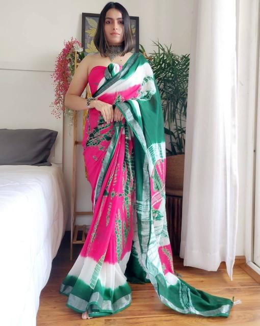 Sc Shibori Linen Printed Saree Collection