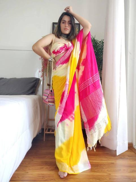 Sc Shibori Linen Printed Saree Collection