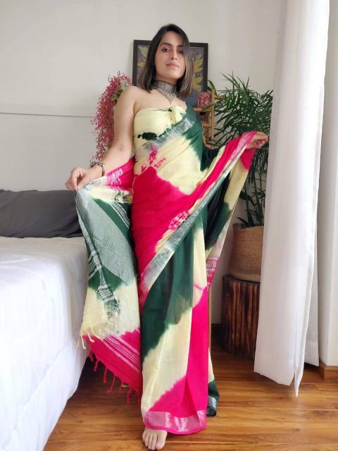 Sc Shibori Linen Printed Saree Collection