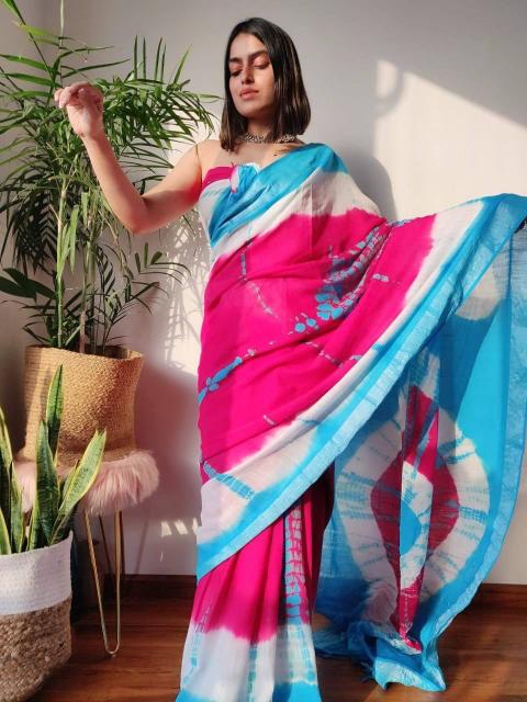 Sc Shibori Linen Printed Saree Collection