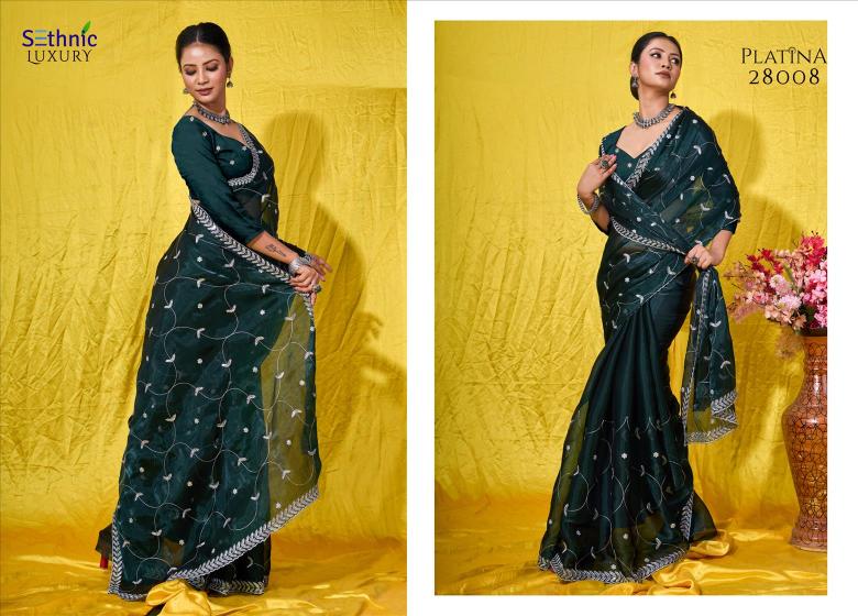 Sethnic Platina Soft Burberry Designer Saree Collection