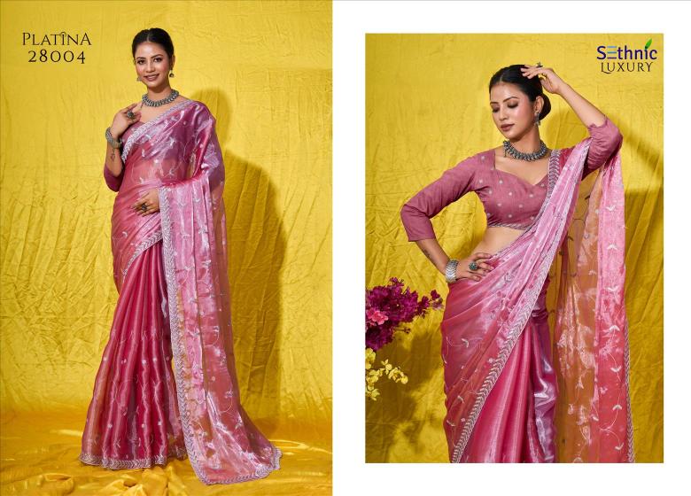 Sethnic Platina Soft Burberry Designer Saree Collection