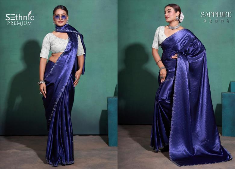 Sethnic Sapphire Satin Silk Designer Saree Collection