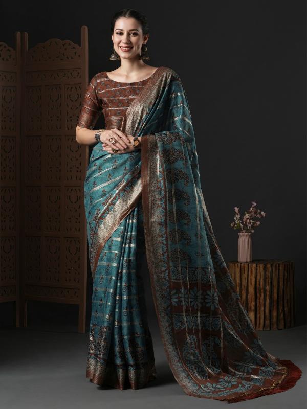 Silk Balusha Kota Doria Cotton Printed Designer Saree Collection