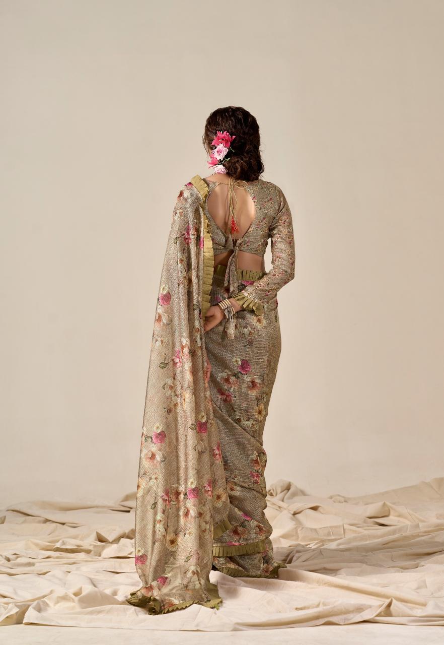 Sr Pushpam Digital Flower Printed Saree Collection