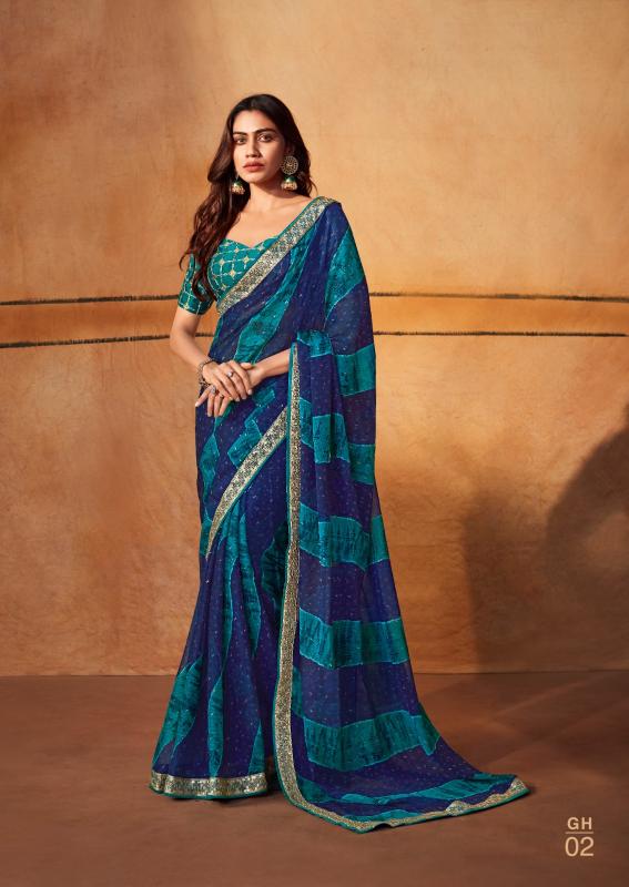 Stavan Gerua Chiffon With Embroidery Border Saree Collection