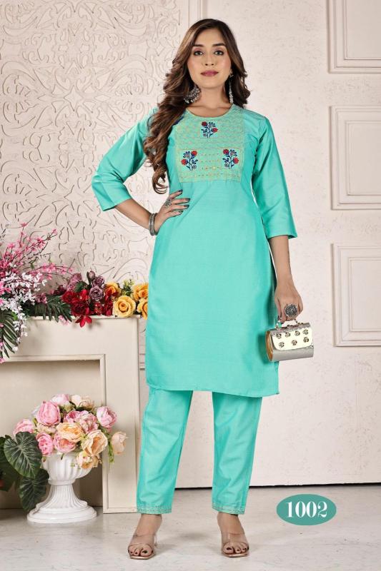 Trendy Jasleen V1 Two Tone Rayon Kurti With Bottom Collection