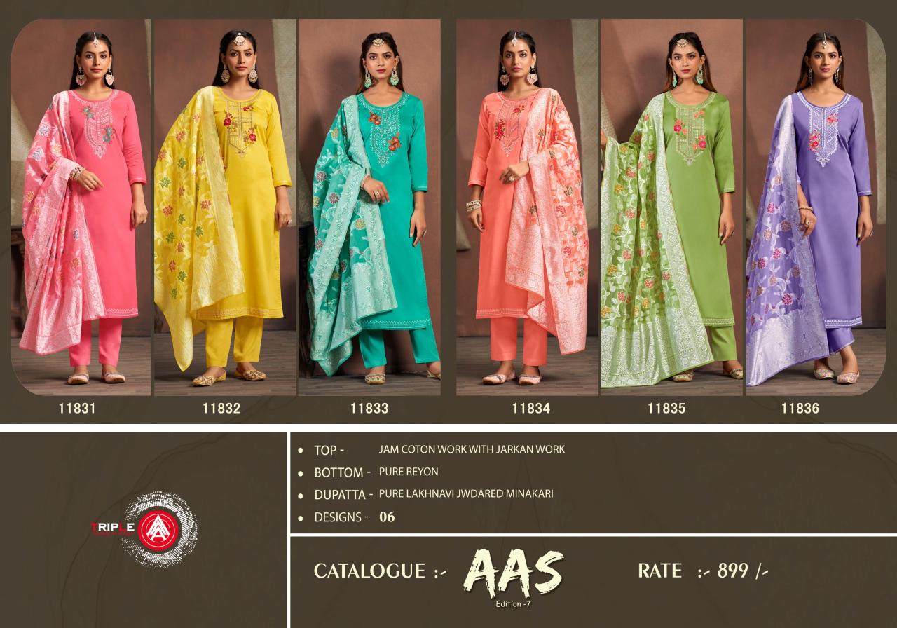 Triple Aaa Aas Edition 7 Jam Cotton Dress Material Collection