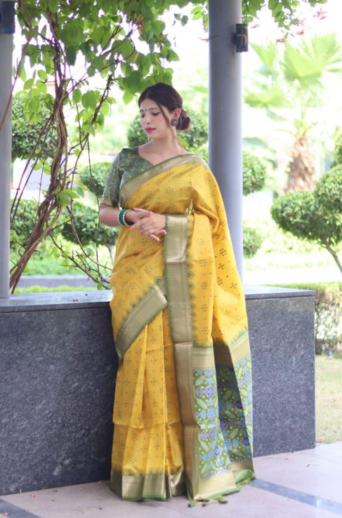 Vt 3037 Soft Tussar Silk Bandhani Weaving Saree Collection