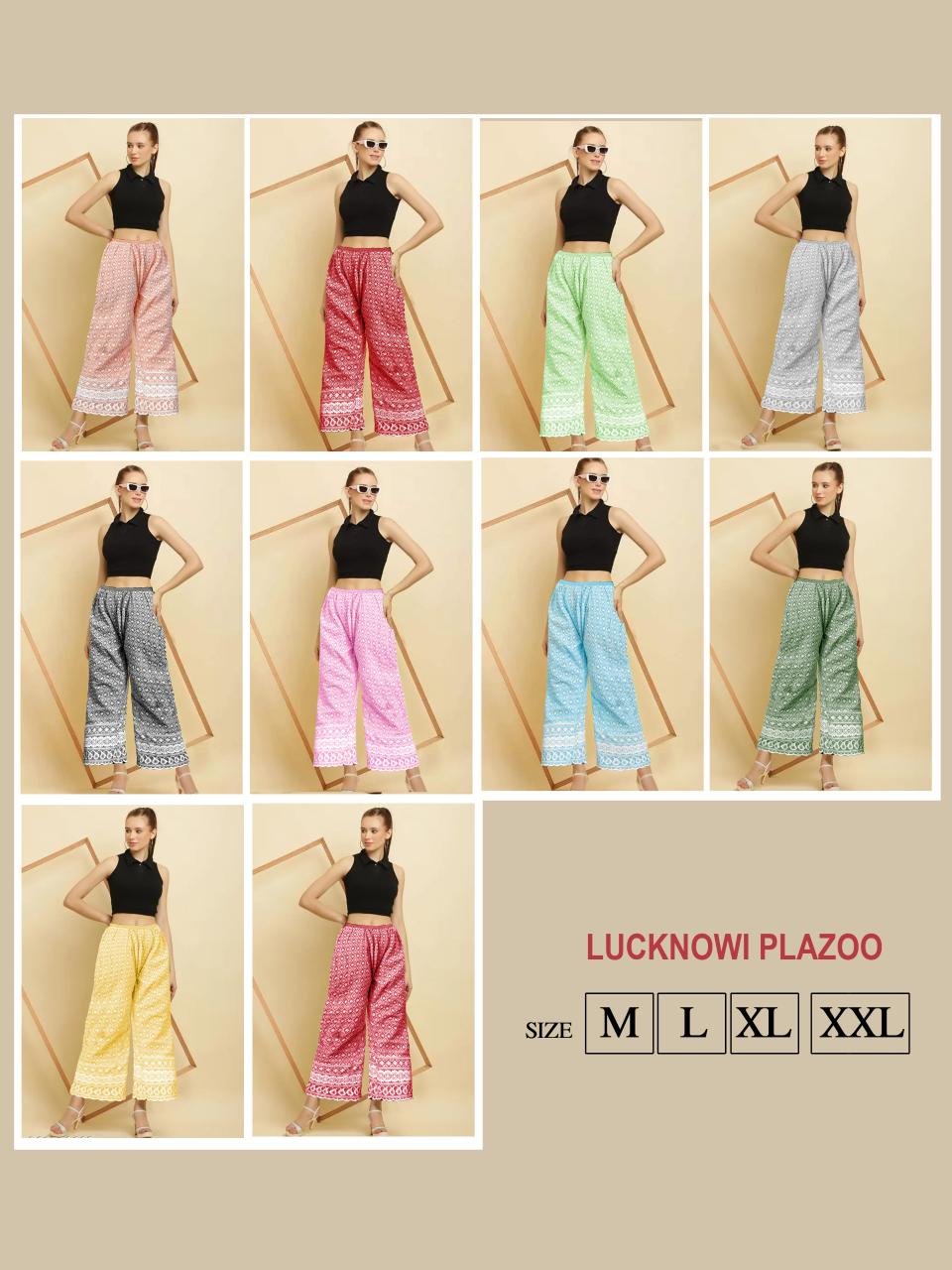 Womens Lucknowi Plazoo Vol 2 Cotton Western Lowers Collection