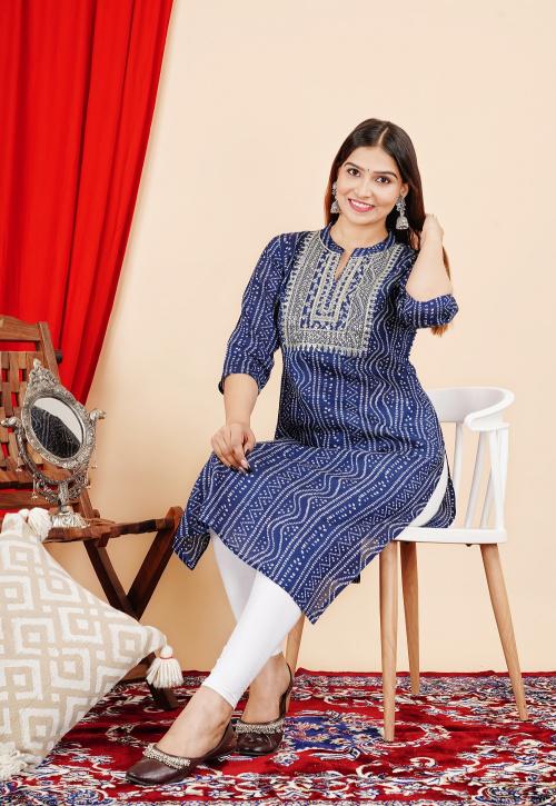 Bandhani 01 Rayon Printed Straight Fit Kurti Collection