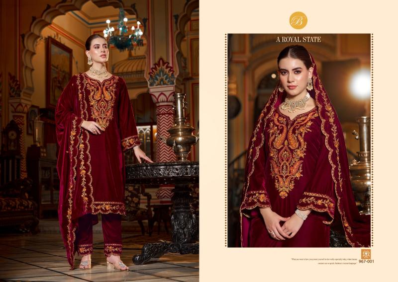 Belliza Gulzaar 967 Series Velvet Fancy Dress Material Collection