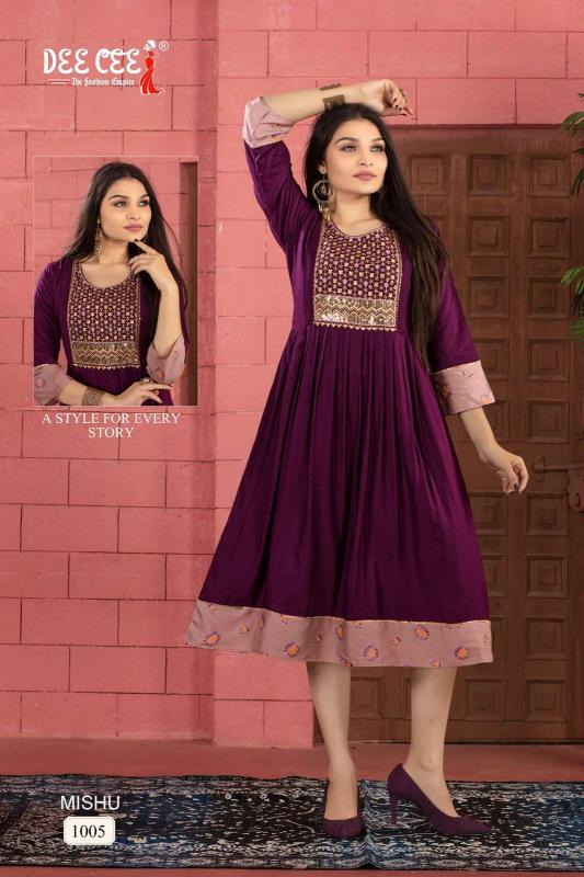 Deecee Mishu Designer Rayon Plain Kurti Collection