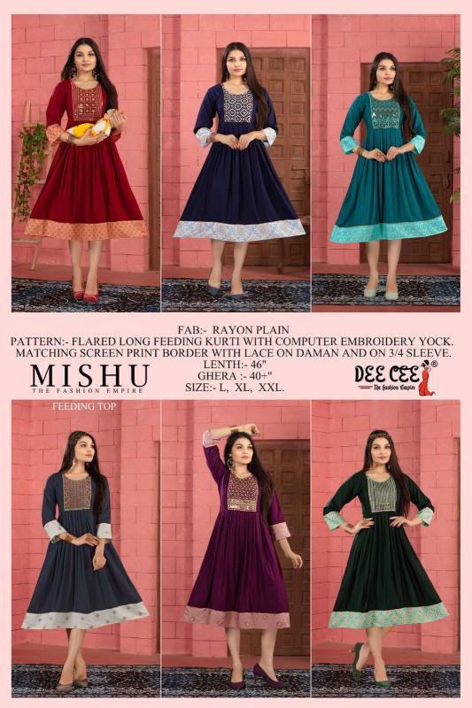 Deecee Mishu Designer Rayon Plain Kurti Collection