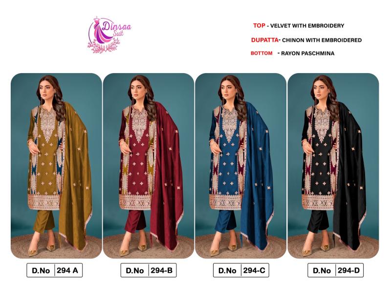 Dinsaa 294 A To D Embroidered Pakistani Salwar Kameez