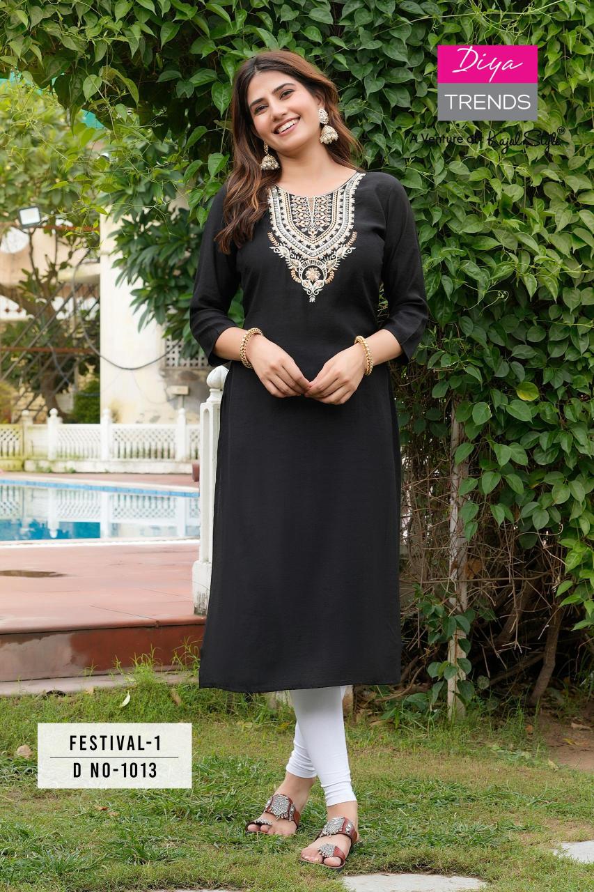 Festival Vol 1 By Diya Trends Roman Silk Kurti Collection