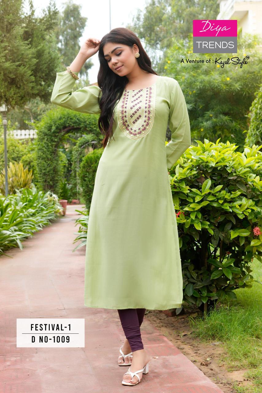 Festival Vol 1 By Diya Trends Roman Silk Kurti Collection