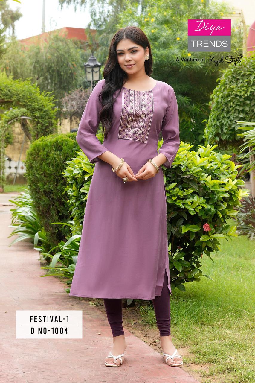 Festival Vol 1 By Diya Trends Roman Silk Kurti Collection