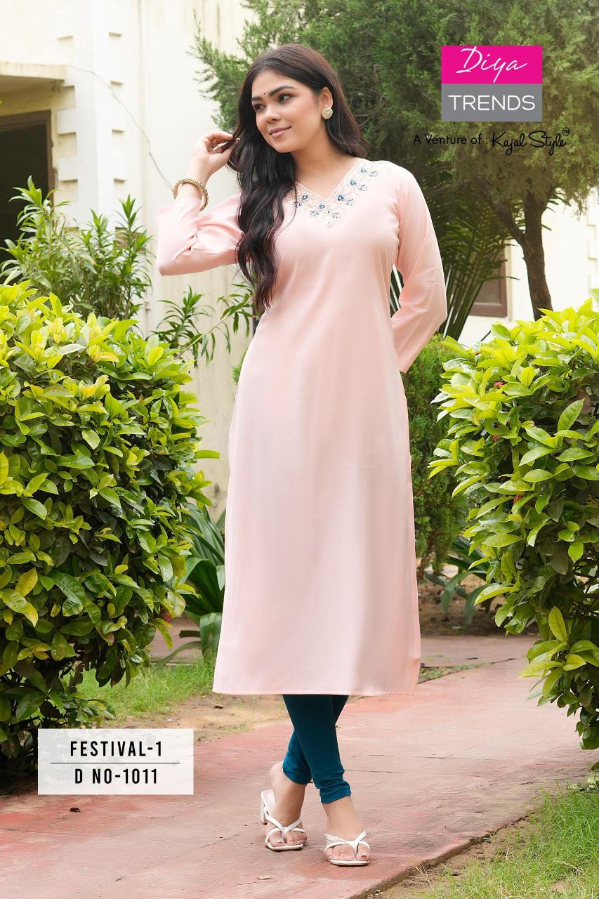 Festival Vol 1 By Diya Trends Roman Silk Kurti Collection