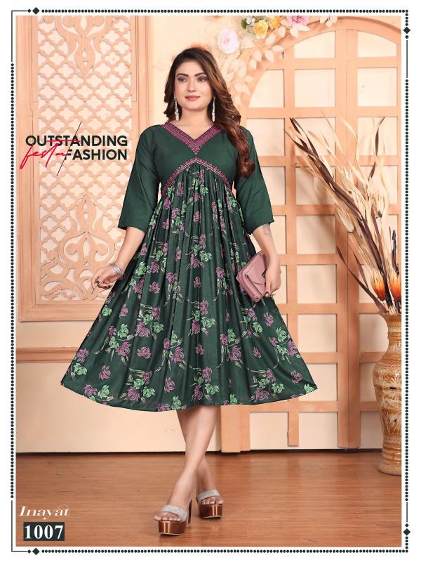 Ft Inayat Aliya Cut Rayon Designer Kurti Collection