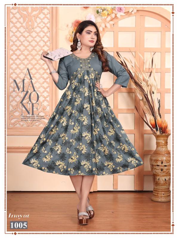 Ft Inayat Aliya Cut Rayon Designer Kurti Collection