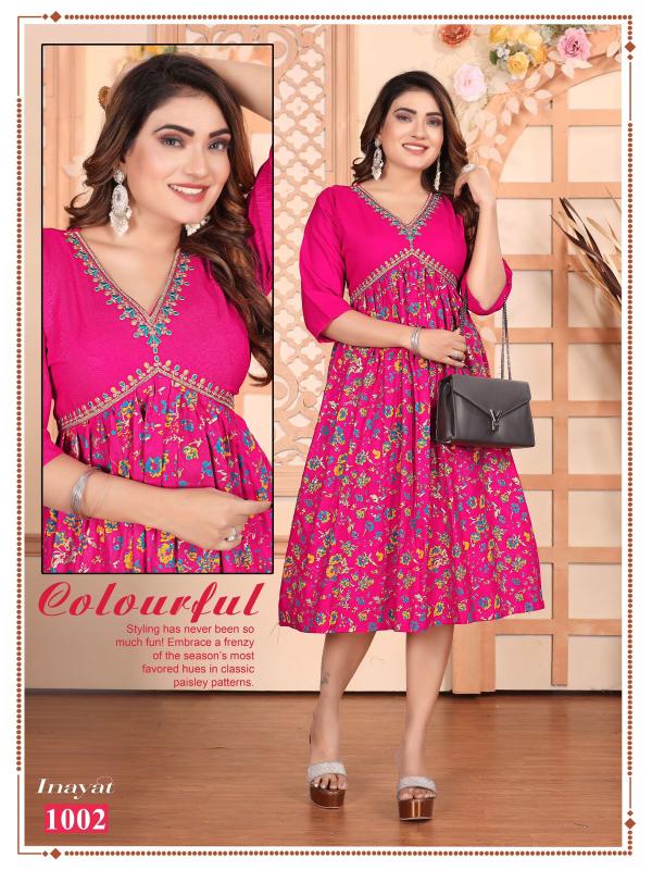 Ft Inayat Aliya Cut Rayon Designer Kurti Collection