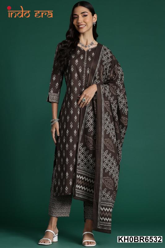 Indo Era 2508 Printed Cotton Kurti Bottom With Dupatta