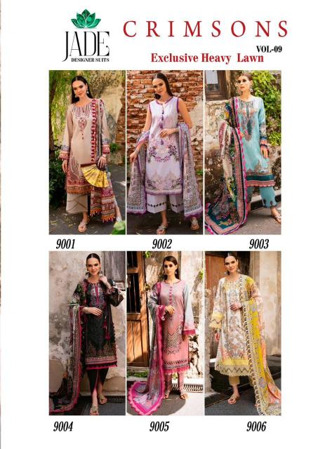 Jade Crimson Vol 9 Exclusive Heavy Lawn Dress Material Collection