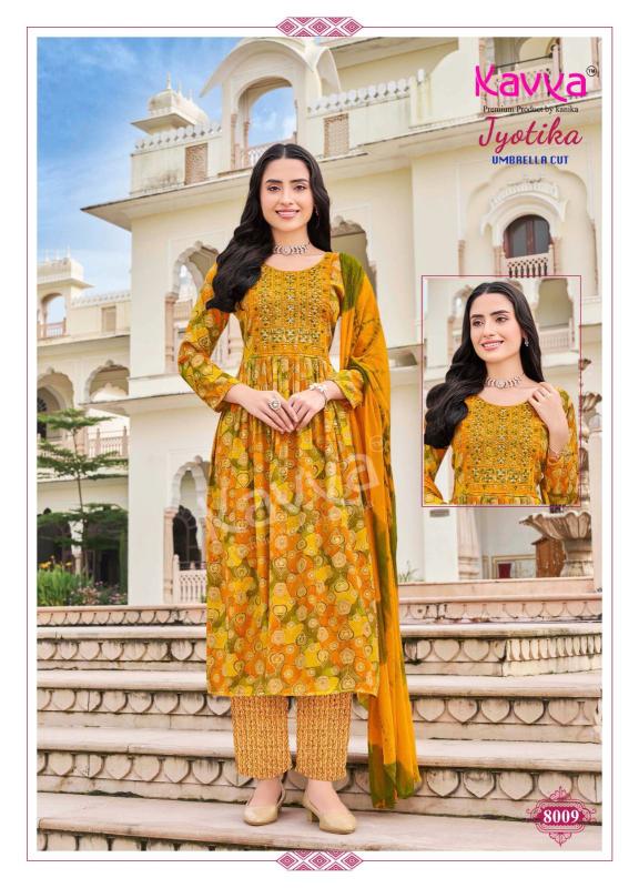 Kavya Jyotika Vol 8 Foil Printed Kurti Bottom With Dupatta