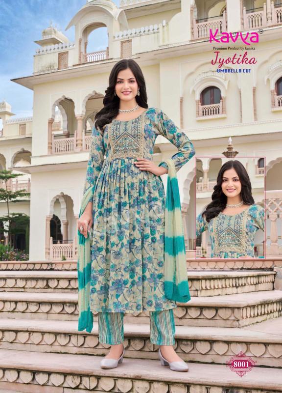 Kavya Jyotika Vol 8 Foil Printed Kurti Bottom With Dupatta