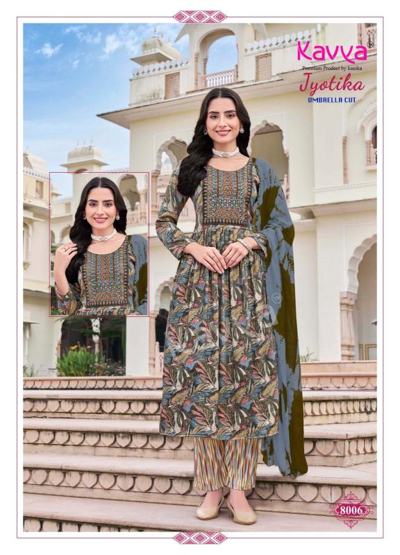 Kavya Jyotika Vol 8 Foil Printed Kurti Bottom With Dupatta