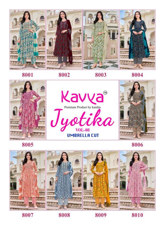 Kavya Jyotika Vol 8 Foil Printed Kurti Bottom With Dupatta