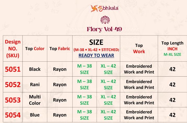 Kf Flory Vol 49 Rayon Embroidered Fancy Kurti Collection