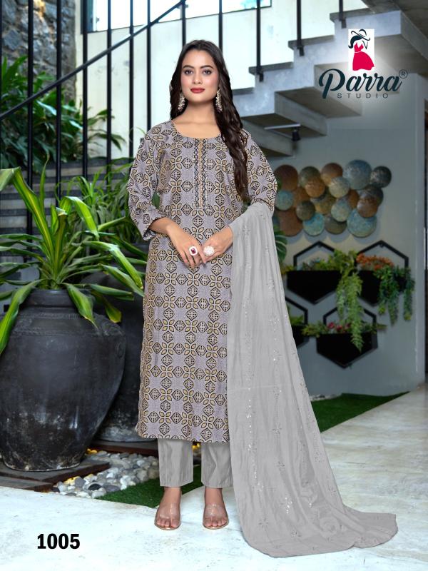 Parra Saloni Chanderi Printed Kurti Bottom With Dupatta