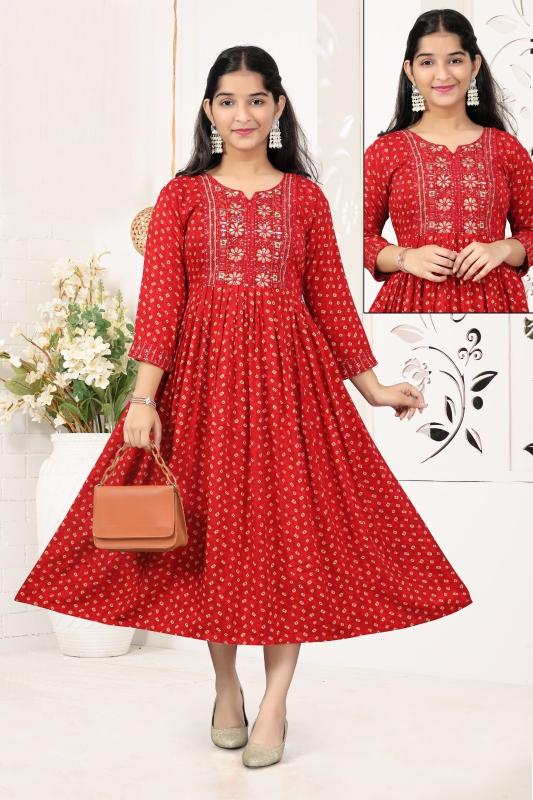 Raahi Kurti 8584 Rayon Printed Kids Wear Collection