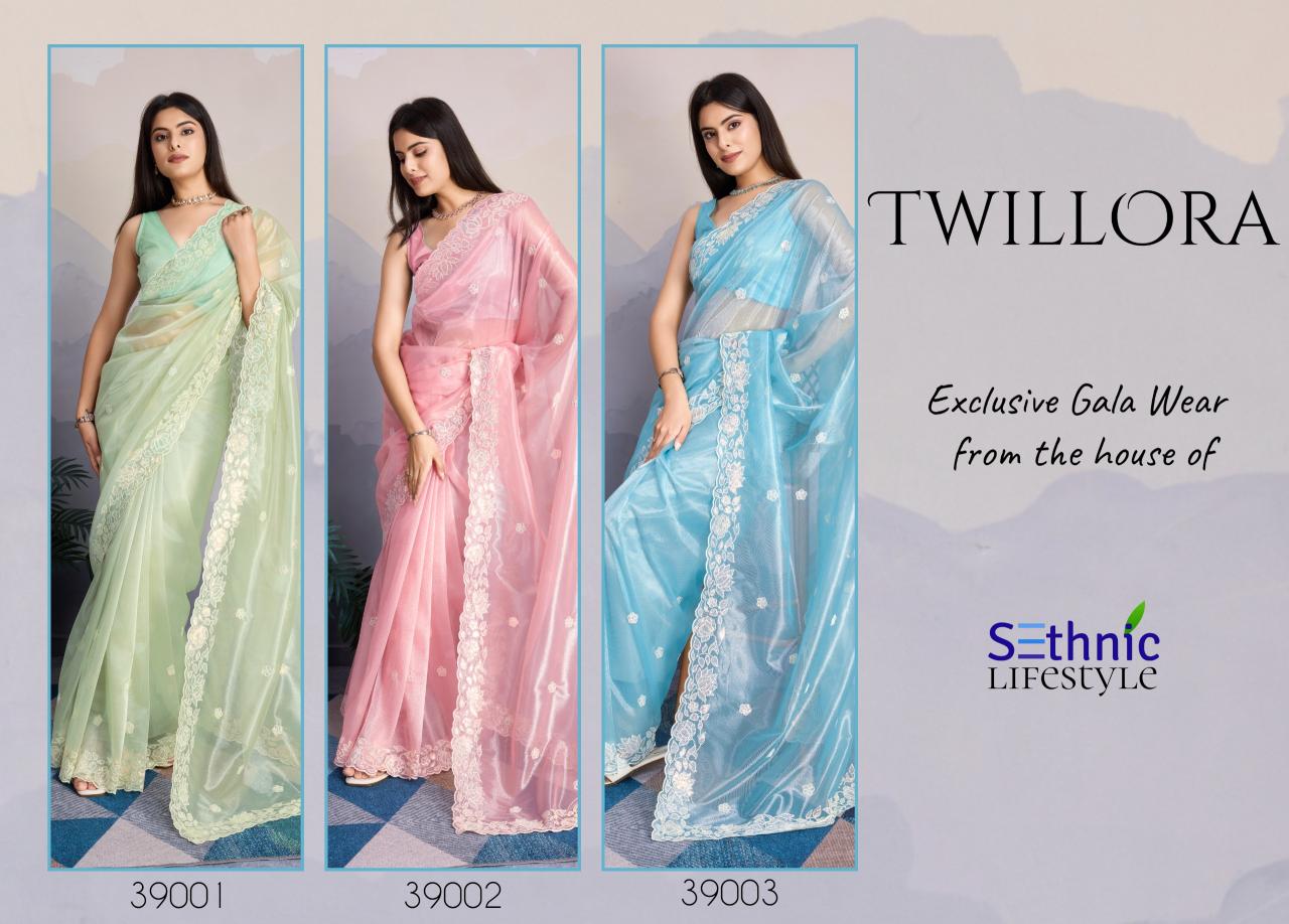 Sethnic Twillora Gold Infused Twill Fancy Saree Collection