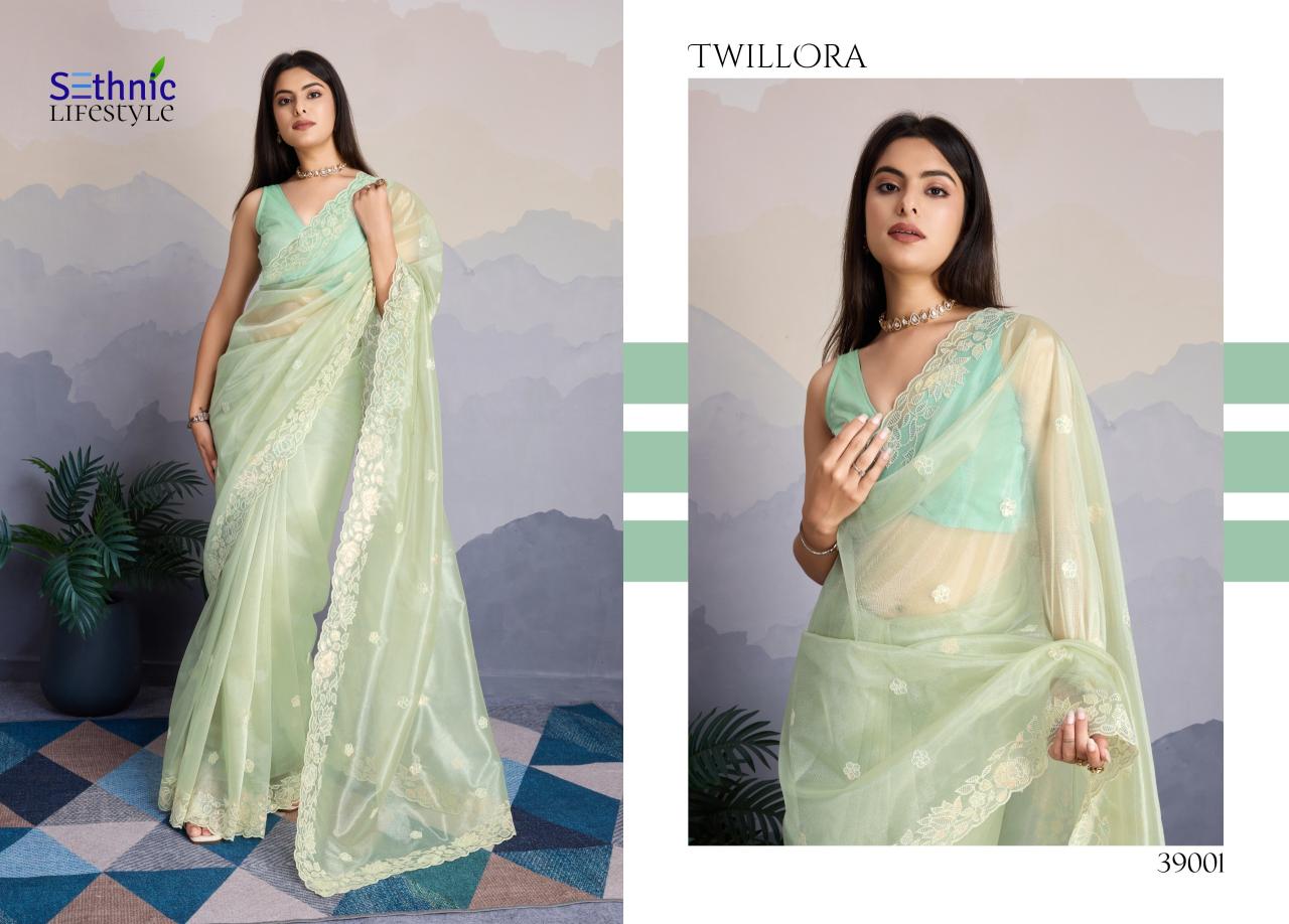 Sethnic Twillora Gold Infused Twill Fancy Saree Collection