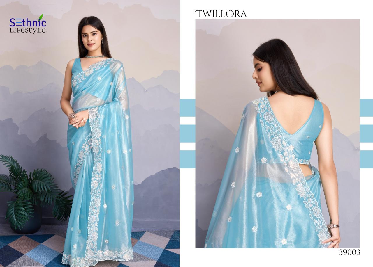 Sethnic Twillora Gold Infused Twill Fancy Saree Collection