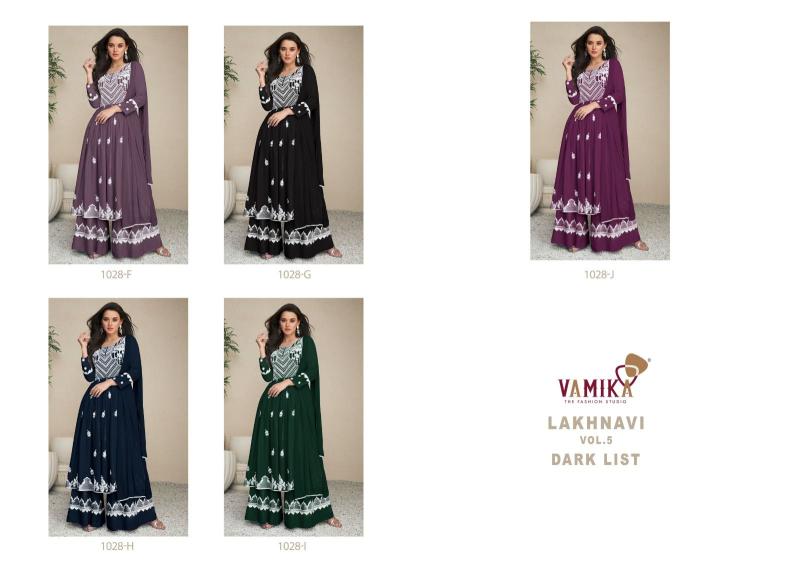 Vamika Lakhnavi Vol 5 Dark List Kurti Plazzo With Dupatta Collection