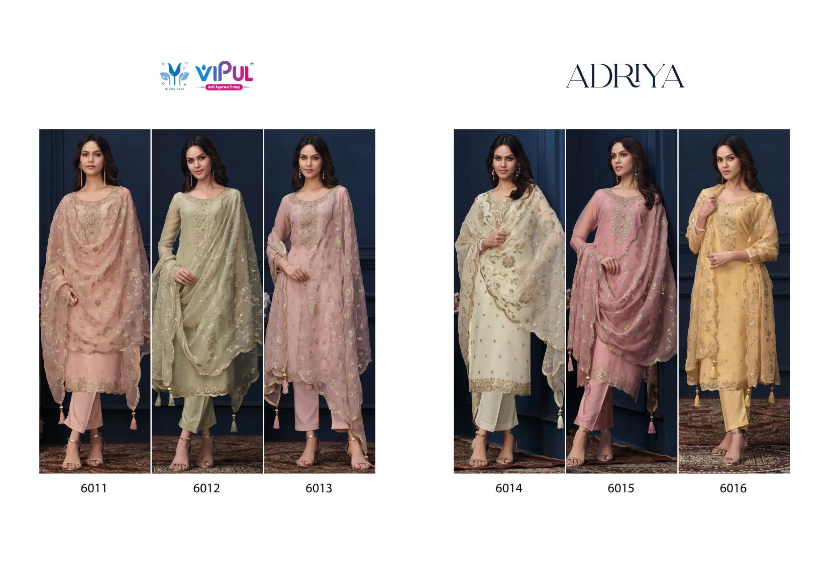 Vipul Adriya Organza Designer Salwar Suits Collection