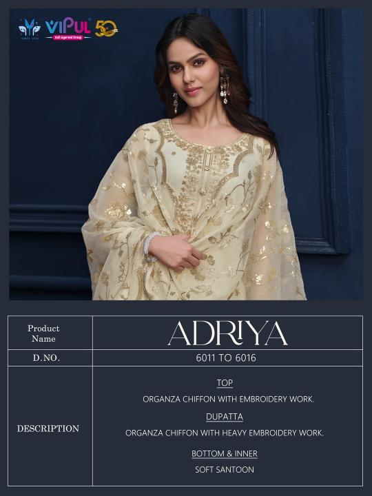 Vipul Adriya Organza Designer Salwar Suits Collection