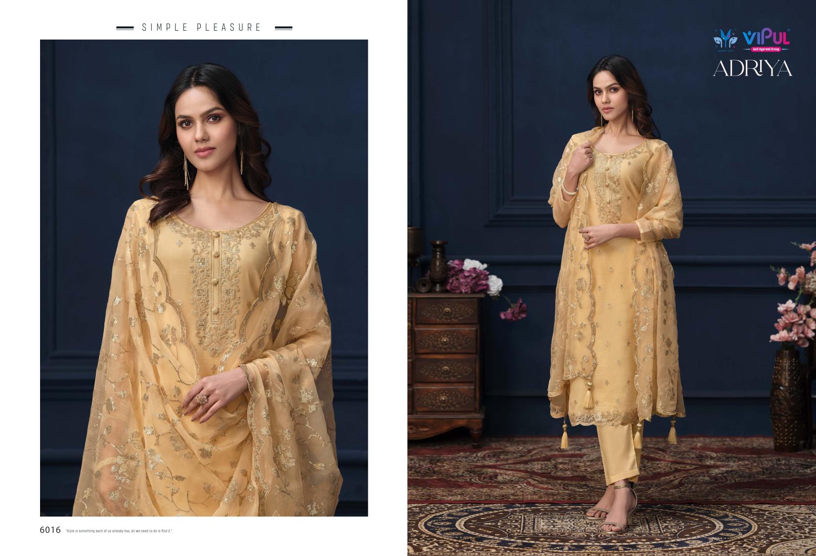 Vipul Adriya Organza Designer Salwar Suits Collection