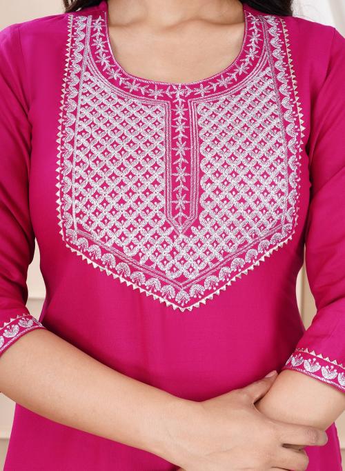 Yoke 01 Rayon Embroidered Straight Kurti Collection