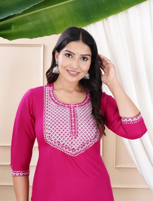 Yoke 01 Rayon Embroidered Straight Kurti Collection