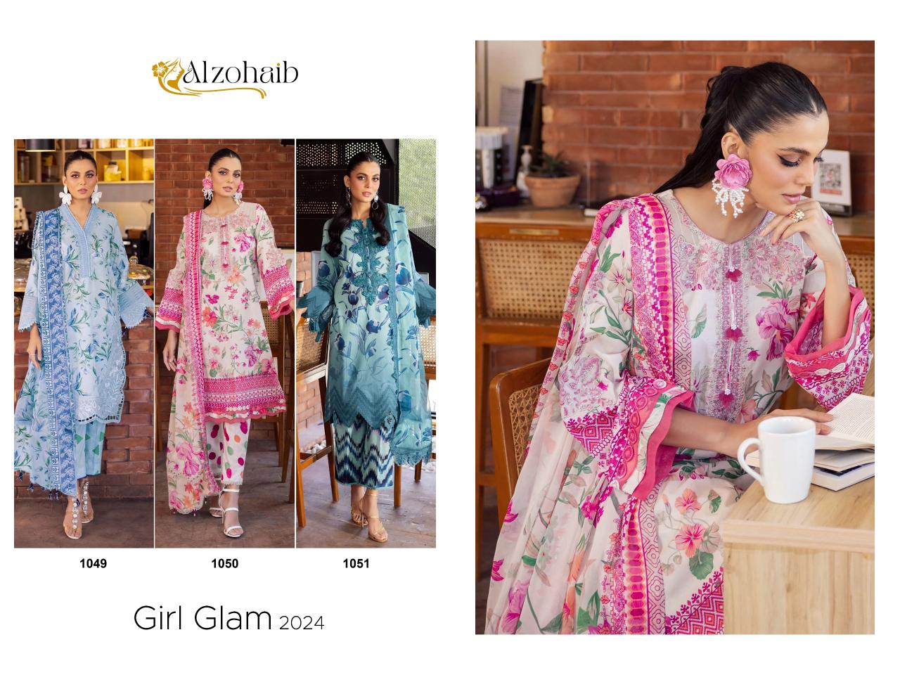 Alzohaib Girl Glam Cotton Dupatta Pakistani Salwar Suits