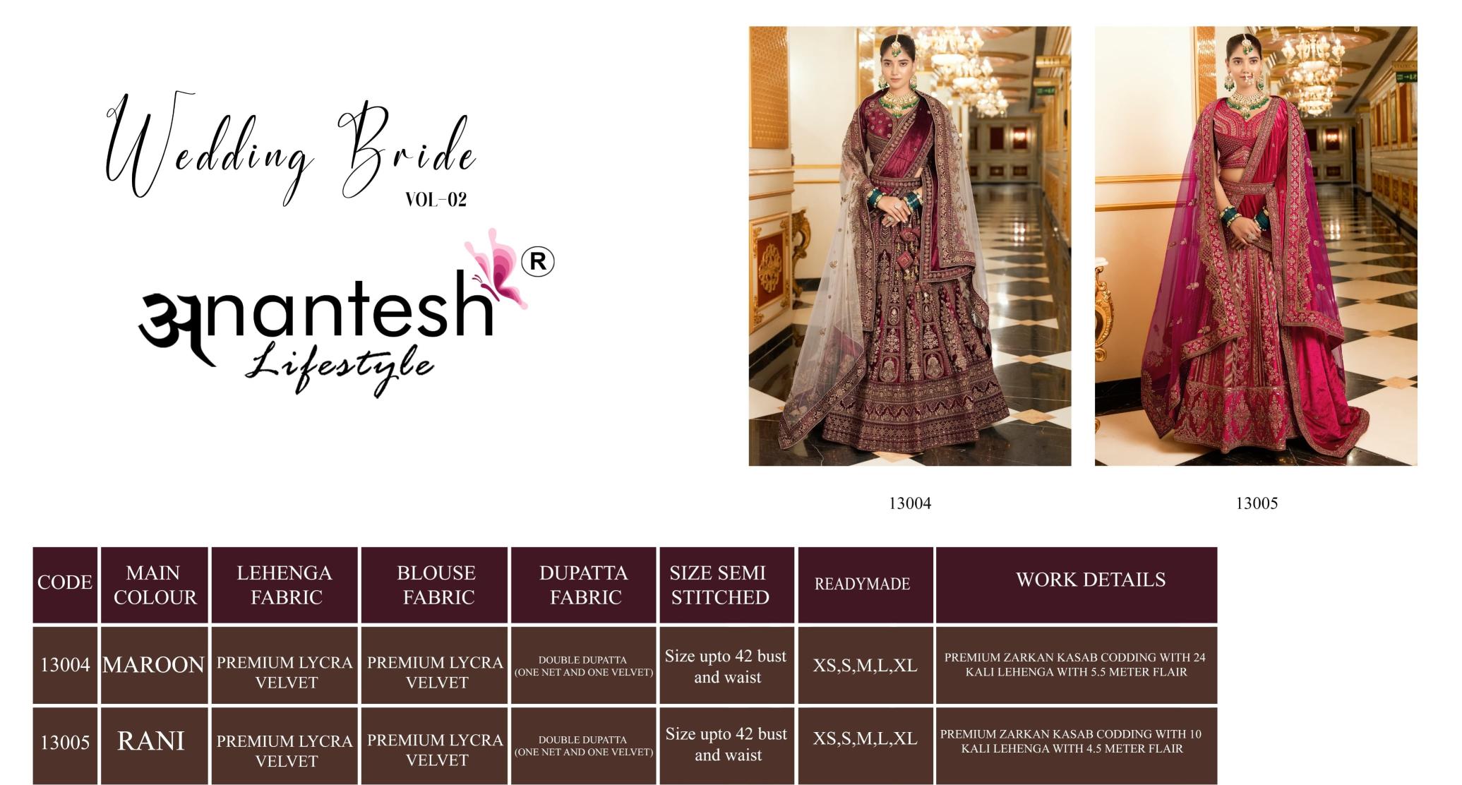 Anantesh Wedding Bride Vol 2 Designer Lehenga Choli Collection