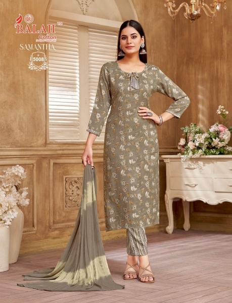 Balaji Samantha Vol 5 Rayon Printed Kurti Bottom With Dupatta