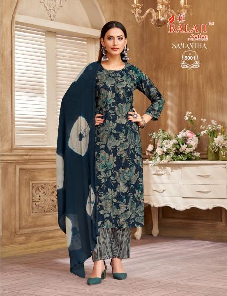 Balaji Samantha Vol 5 Rayon Printed Kurti Bottom With Dupatta